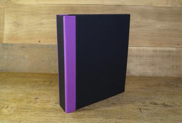 black folder with purple edges